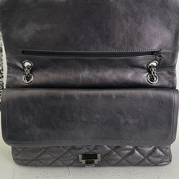 Authentic Chanel Classic Reissue Aged Calfskin Flap Bag - Silver - Picture 14 of 16